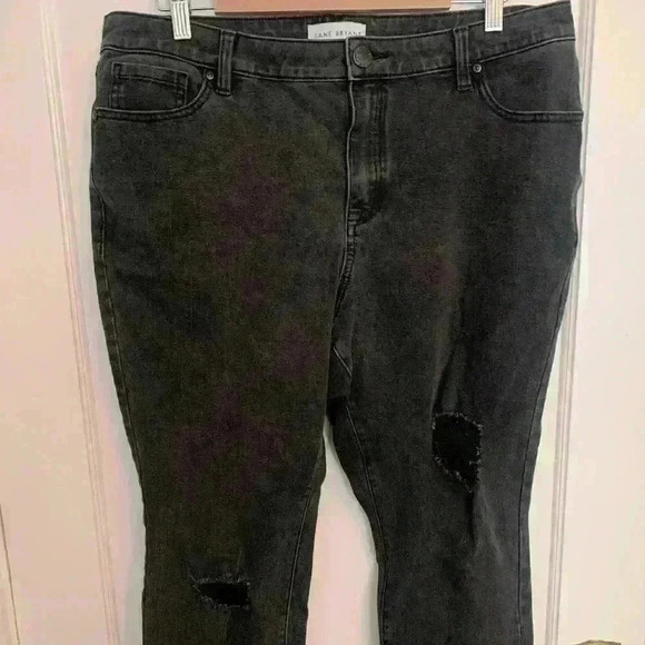 Lane Bryant Grey Black Distressed Jeans, Womens size 16 - Picture 2 of 9